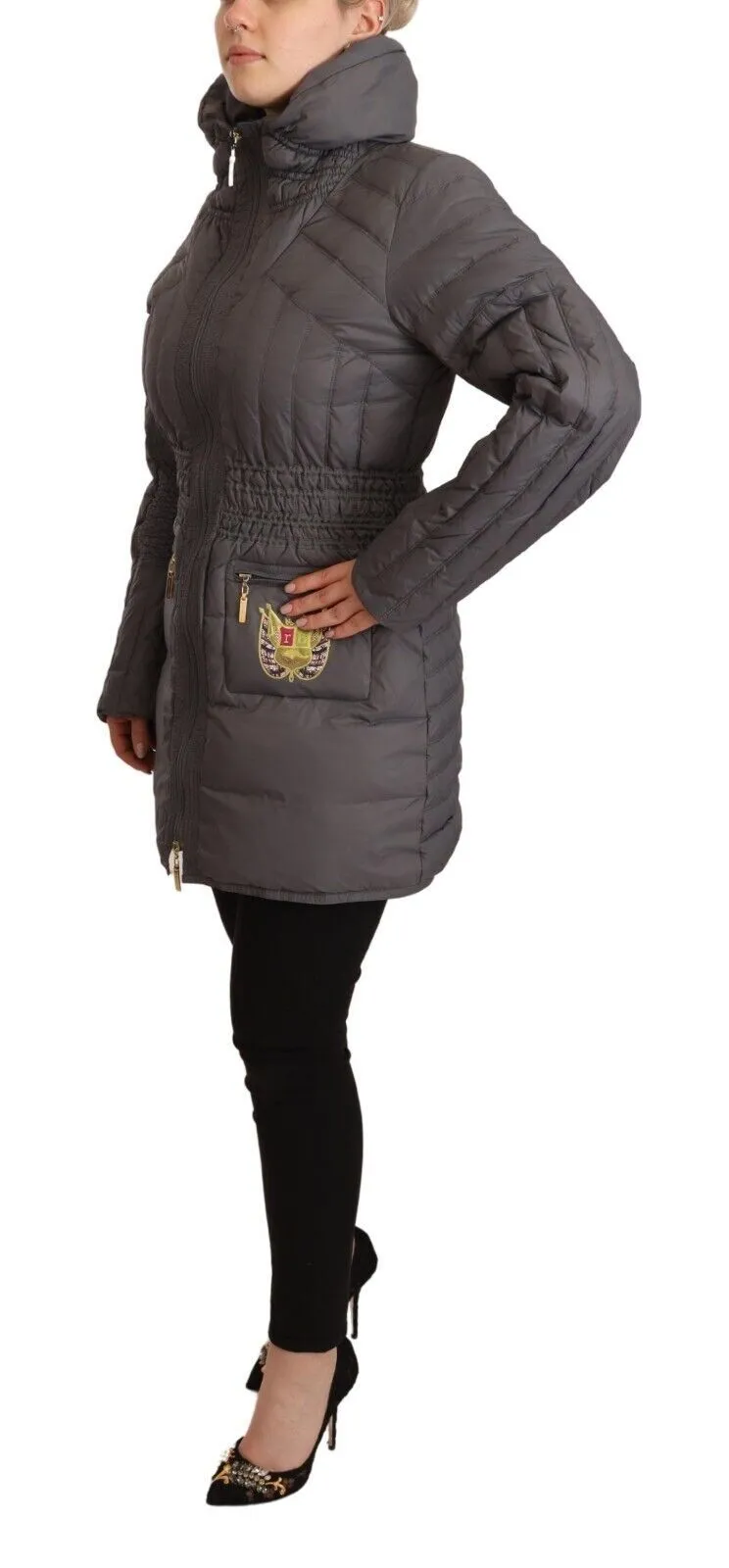 Roccobarocco  Quilted Long Sleeves Logo Patch Full Zip Women's Jacket