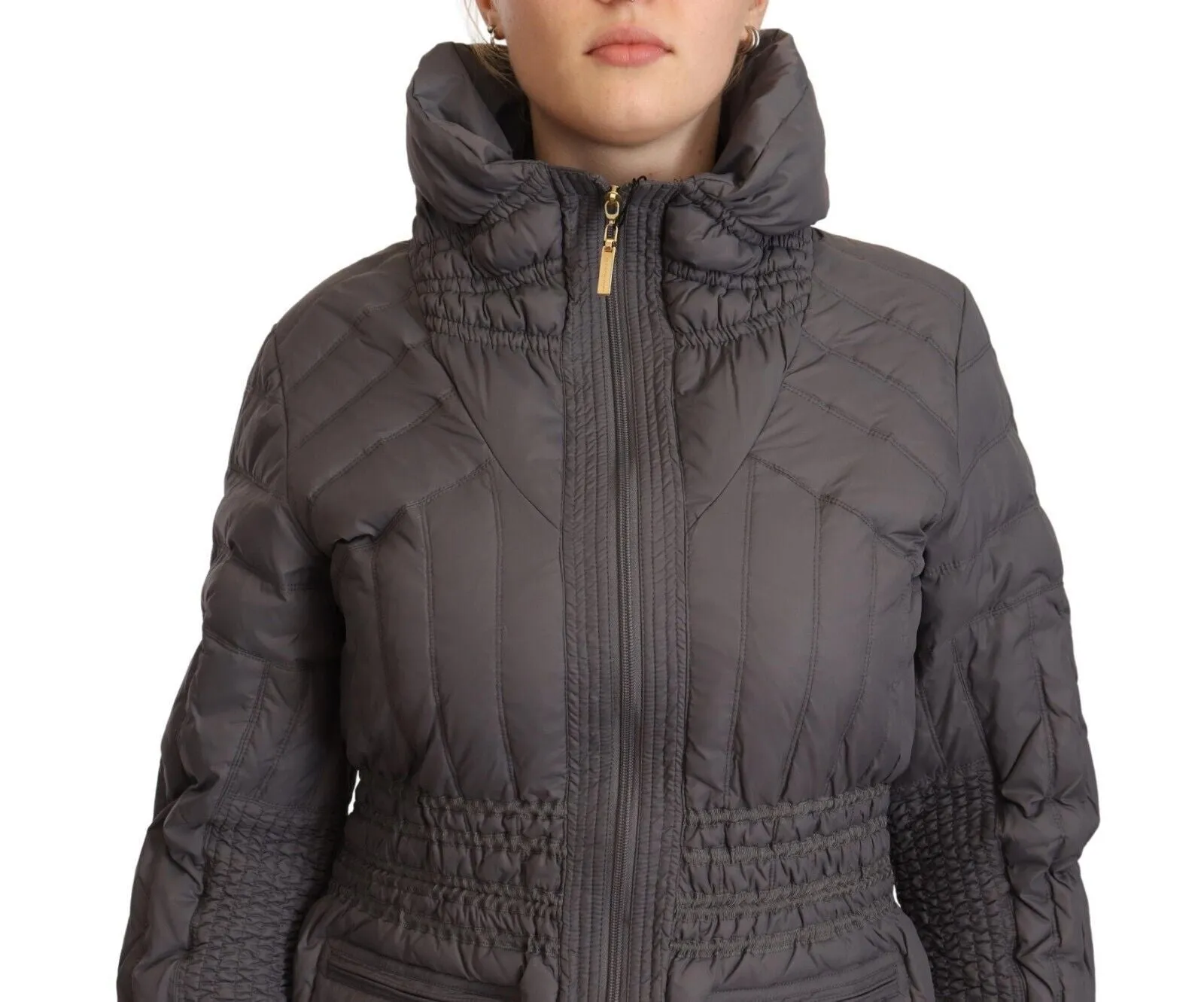 Roccobarocco  Quilted Long Sleeves Logo Patch Full Zip Women's Jacket