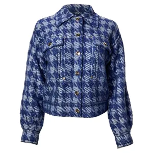 Sandor Balthazar Houndstooth Jacket In Blue Cotton