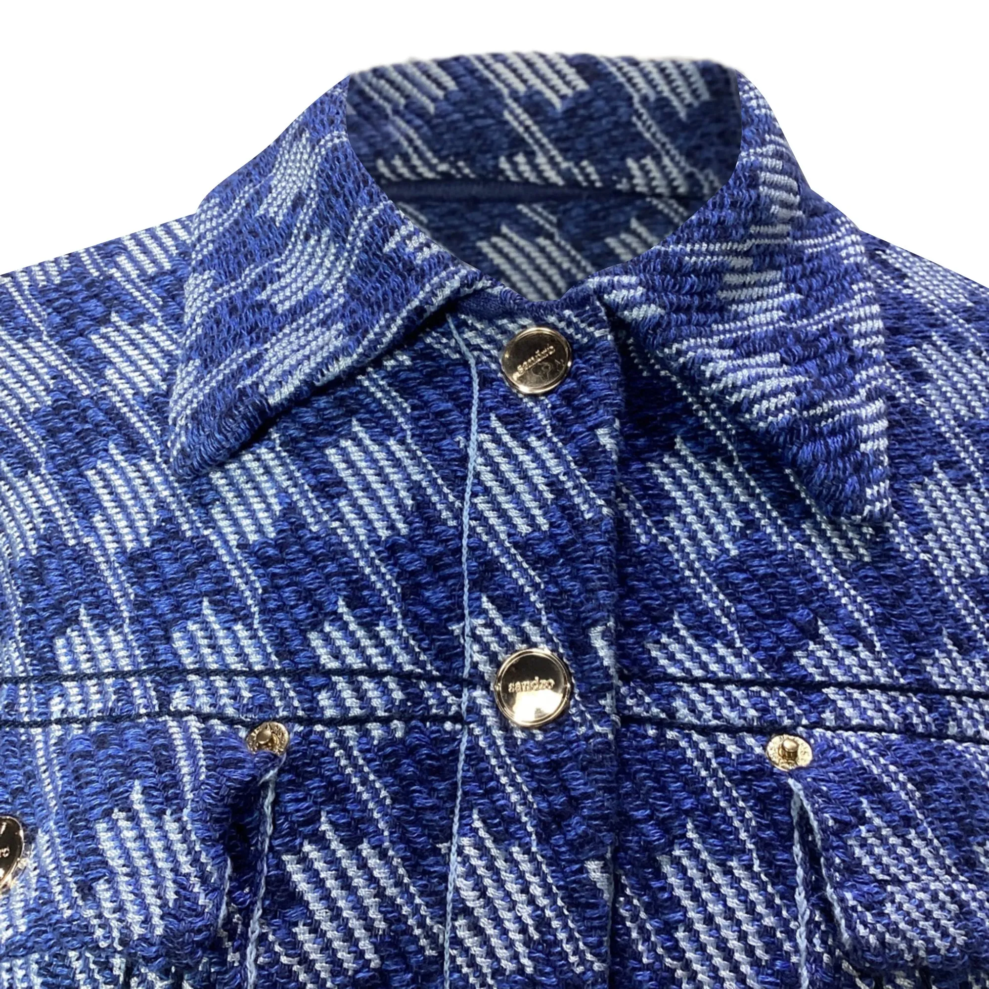 Sandor Balthazar Houndstooth Jacket In Blue Cotton