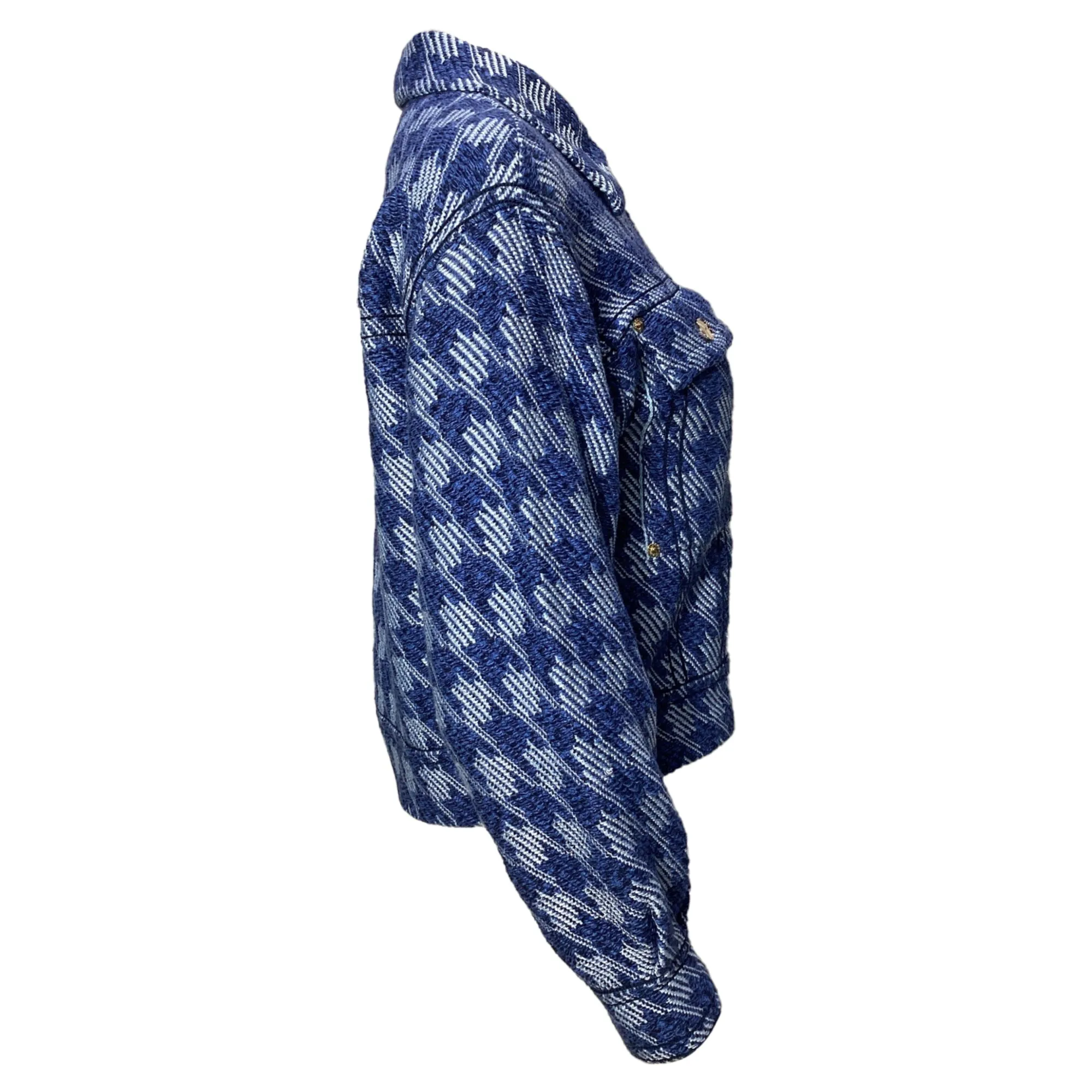 Sandor Balthazar Houndstooth Jacket In Blue Cotton