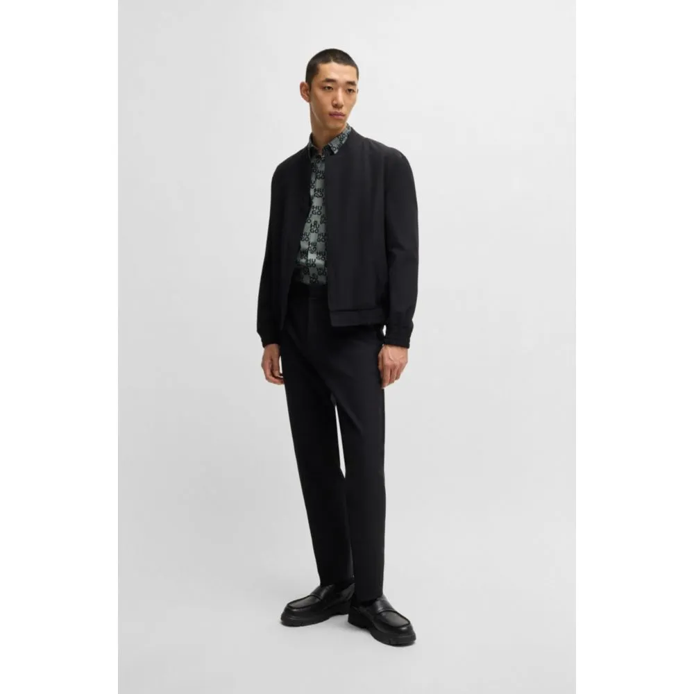 Slim-fit shirt in seasonal-print cotton poplin