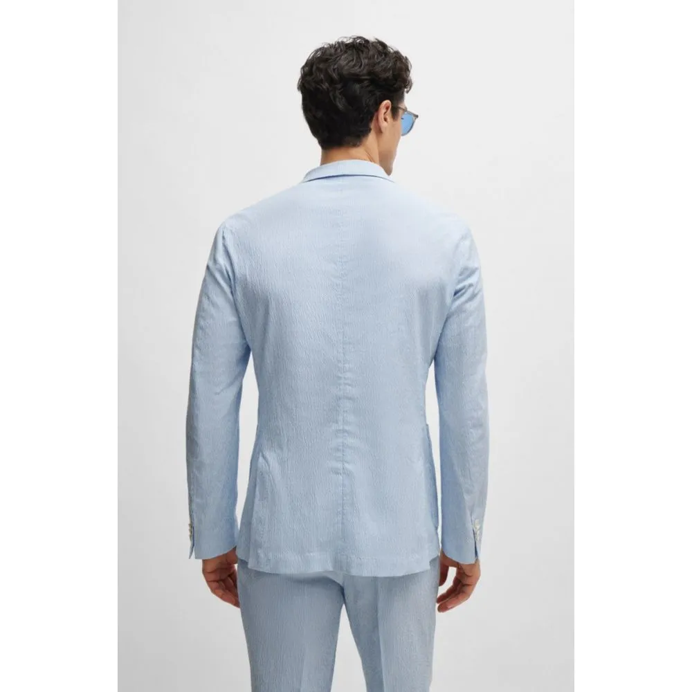 Slim-fit suit in striped stretch-cotton seersucker