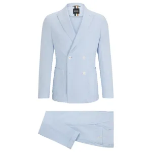 Slim-fit suit in striped stretch-cotton seersucker