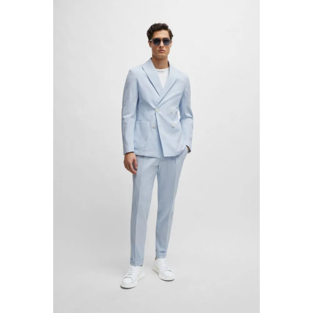 Slim-fit suit in striped stretch-cotton seersucker