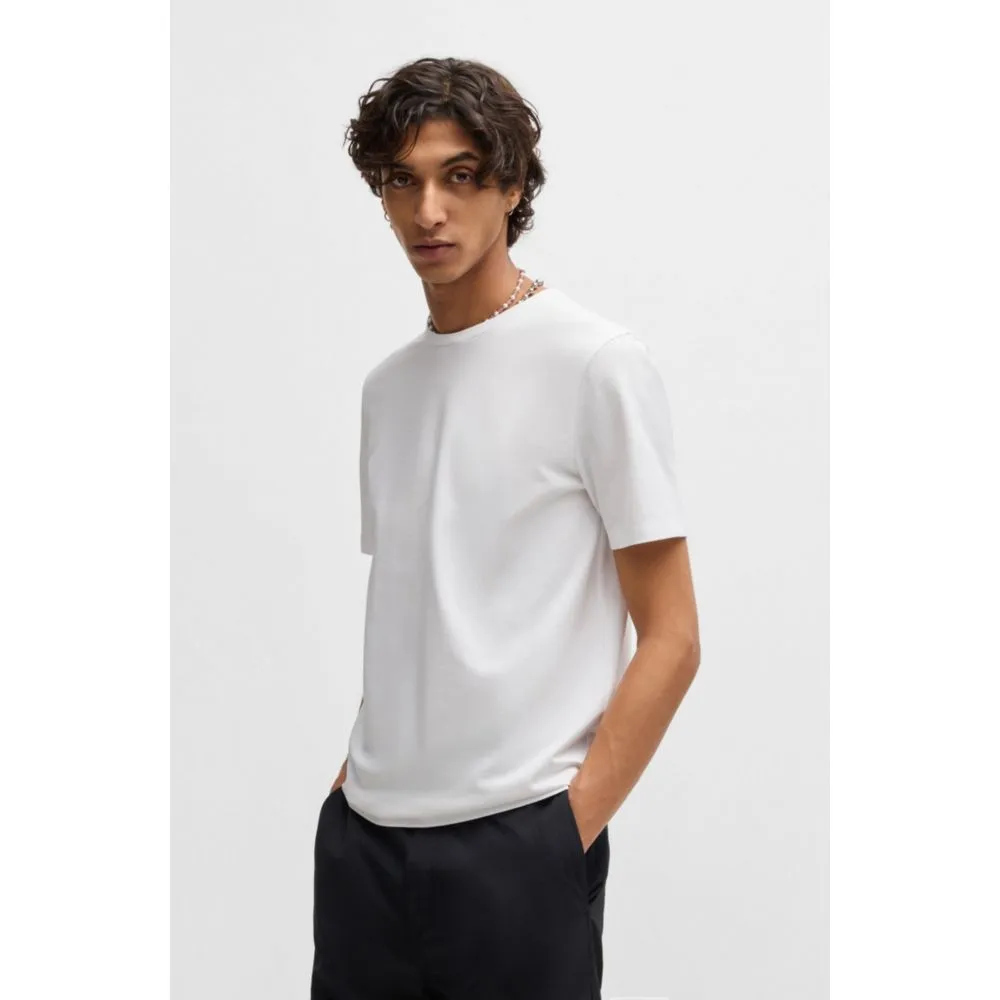 Slim-fit T-shirt in mercerized stretch-cotton piqué