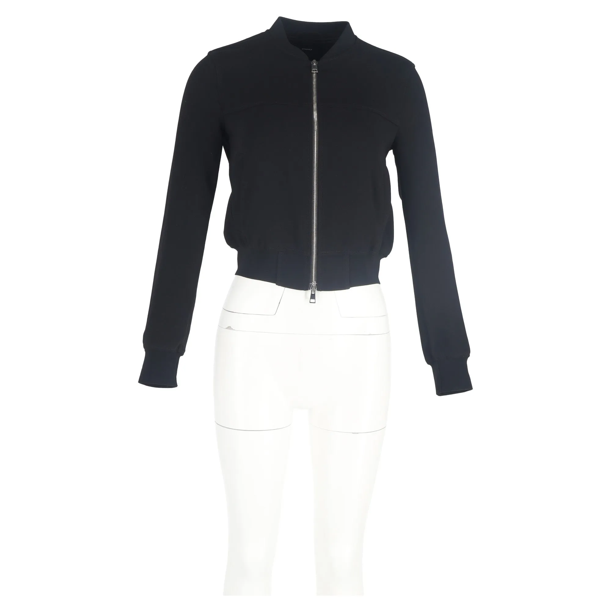 Theory Crepe Bomber Jacket in Black Triacetate
