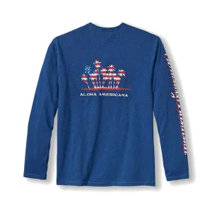 Tommy Bahama Aloha Americana Lux Long Sleeve T-Shirt - Dockside Blue Mens Tommy Bahama
