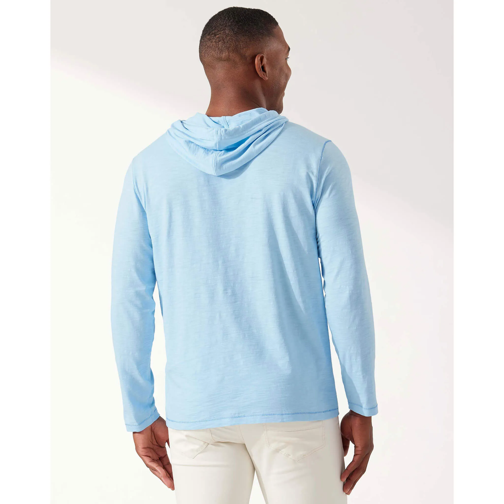 Tommy Bahama Bali Beach Hoodie Long Sleeve T-Shirt - Chambray Blue Mens Tommy Bahama