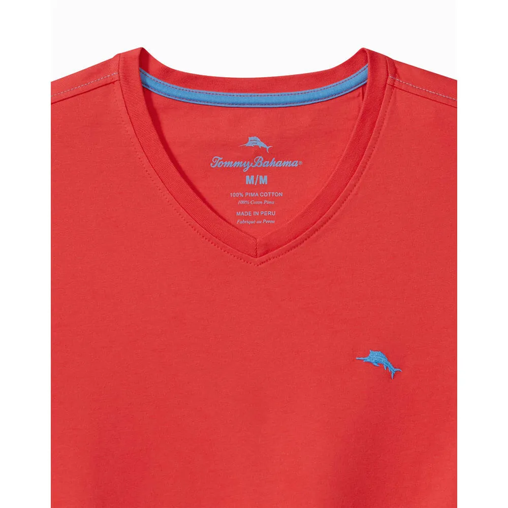 Tommy Bahama Bali Skyline V-Neck Long Sleeve T-Shirt - Zanzibar Red Mens Tommy Bahama