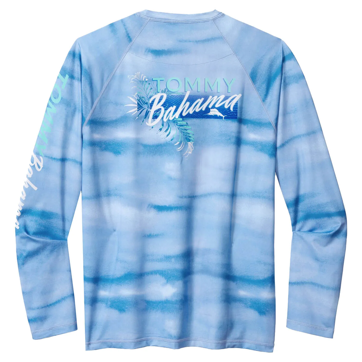 Tommy Bahama Malibu Fronds Crew Long Sleeve T-Shirt - Blue Canal Mens Tommy Bahama
