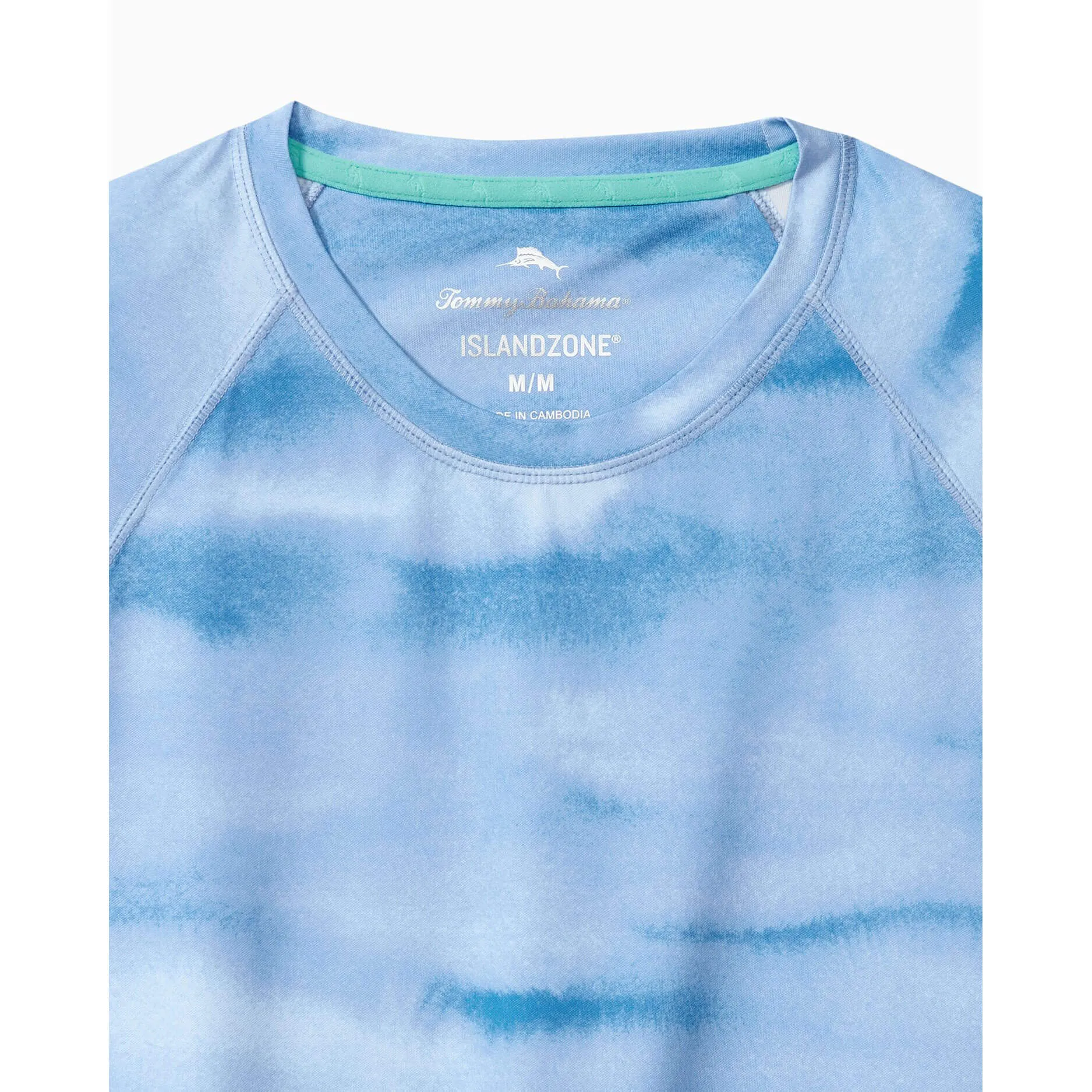 Tommy Bahama Malibu Fronds Crew Long Sleeve T-Shirt - Blue Canal Mens Tommy Bahama