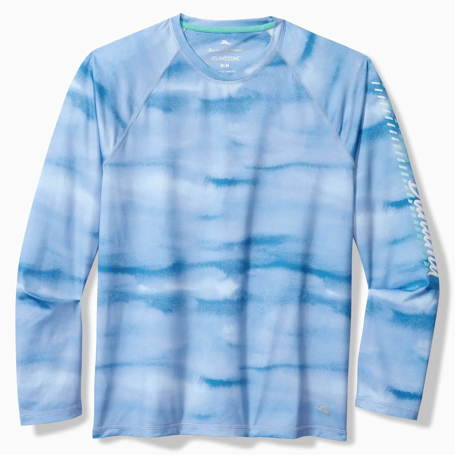 Tommy Bahama Malibu Fronds Crew Long Sleeve T-Shirt - Blue Canal Mens Tommy Bahama