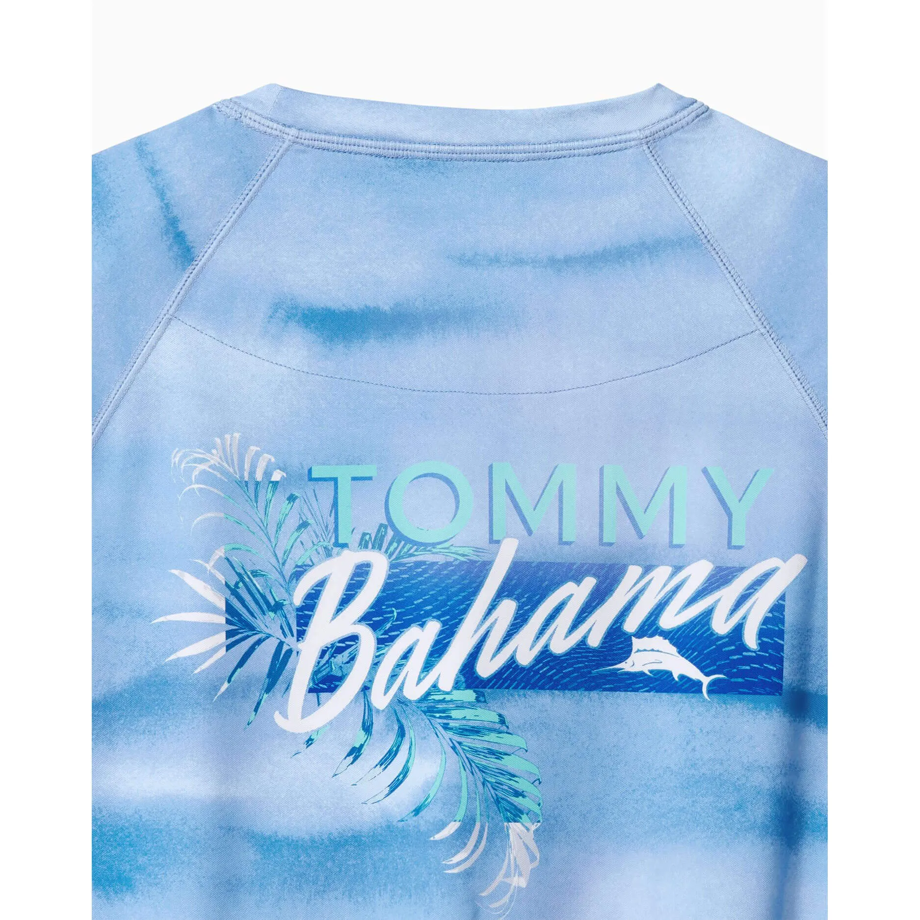Tommy Bahama Malibu Fronds Crew Long Sleeve T-Shirt - Blue Canal Mens Tommy Bahama