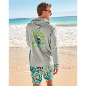 Tommy Bahama Who Can Toucan Lux Long Sleeve Hoodie T-Shirt - Ultimate Gray Mens Tommy Bahama