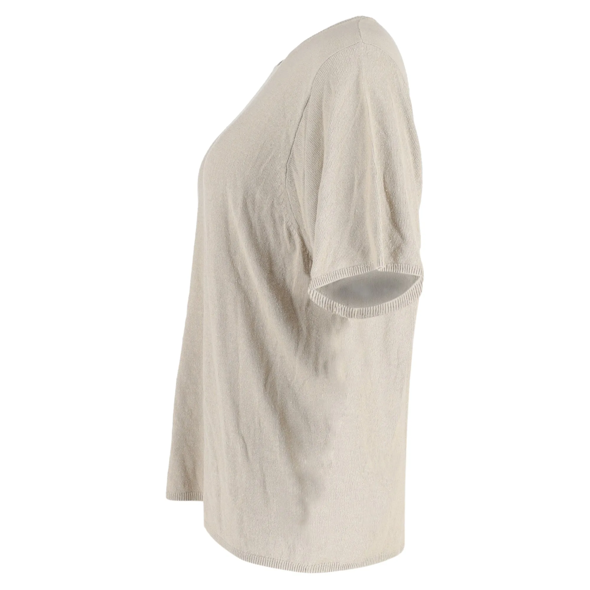 Totême Short-Sleeved T-shirt in Beige Silk