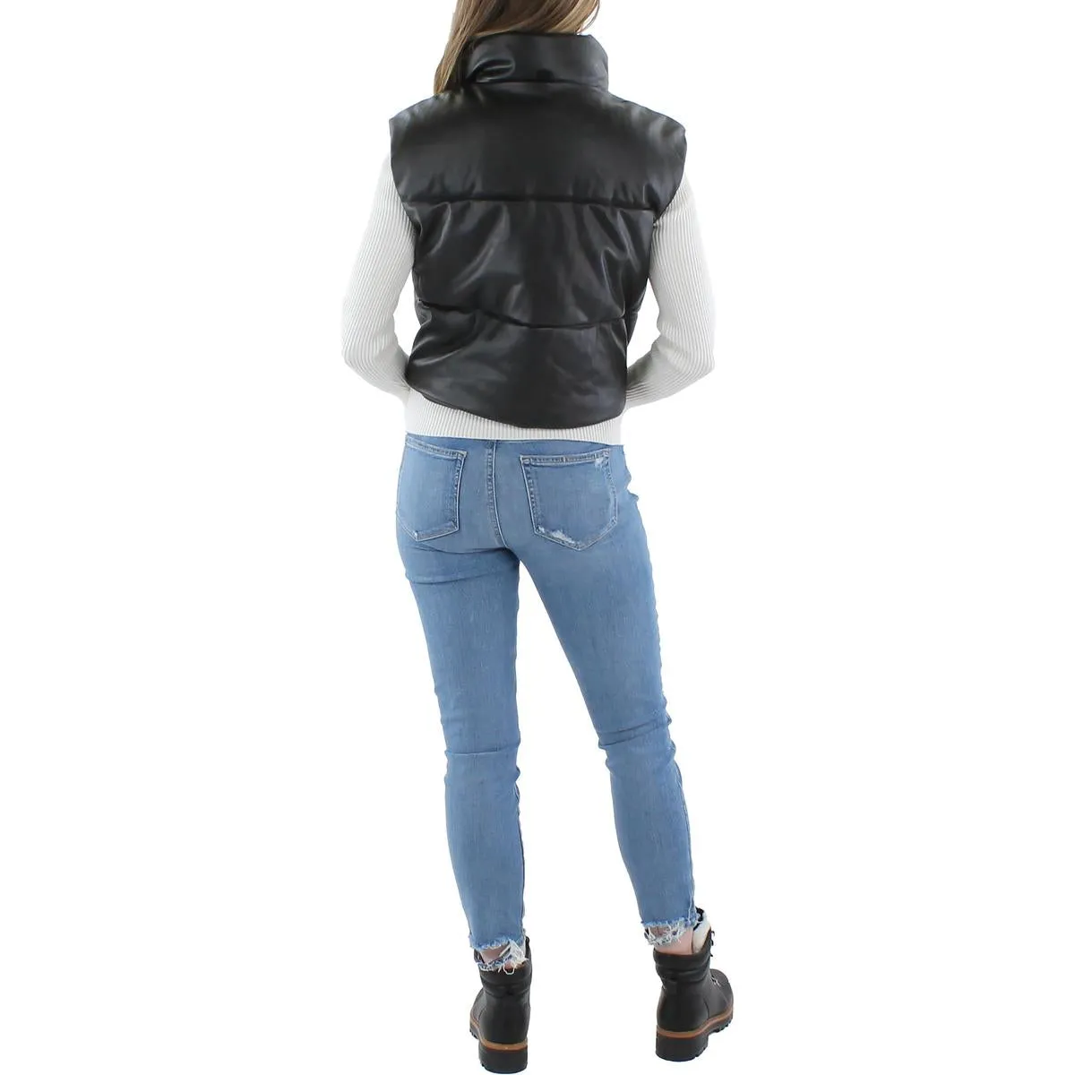 Womens Vegan Leather Cropped Vest