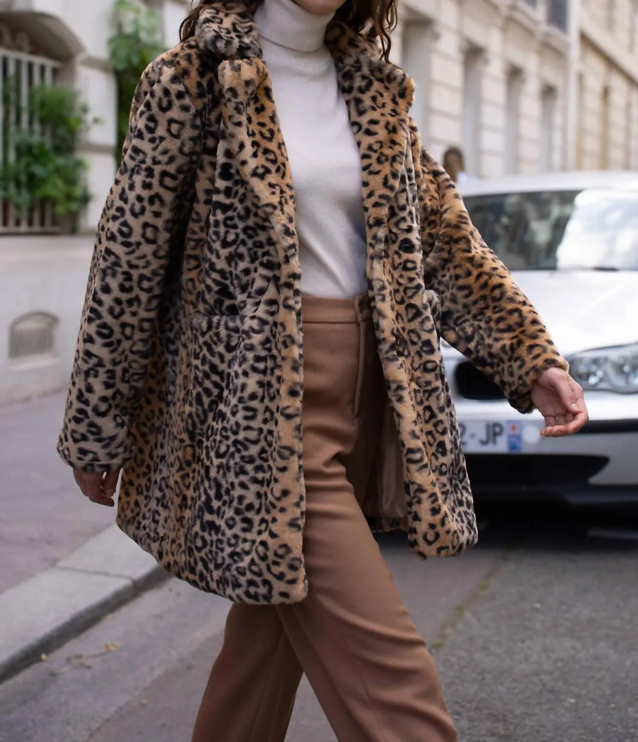 Za Za Leopard Coat In Brown