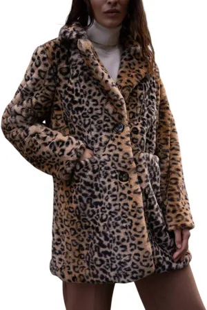 Za Za Leopard Coat In Brown